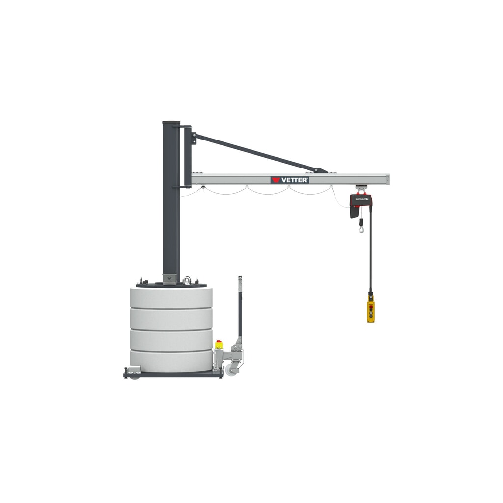 VETTER® Schwenkkran inkl. LIFTKET Elektrokettenzug, Schwenkbereich 270°, Ausladung 2.900 mm, TK 125 kg Produktabbildung: VETTER® Schwenkkran inkl. LIFTKET Elektrokettenzug, Schwenkbereich 270°, Ausladung 2.900 mm, TK 125 kg