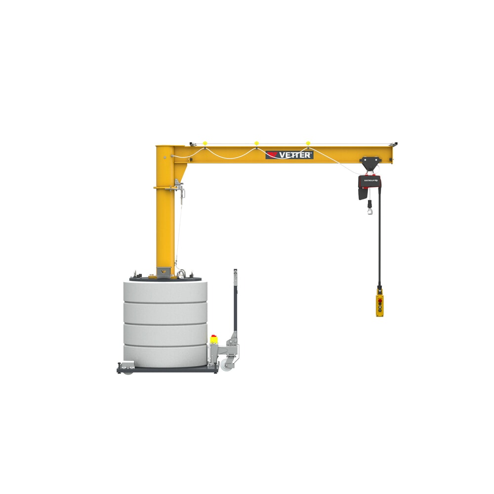 Produktabbildung: VETTER® Schwenkkran inkl. LIFTKET Elektrokettenzug, mobile Ausführung, Schwenkbereich 360°, Ausladung 3.000 mm, TK 125 kg