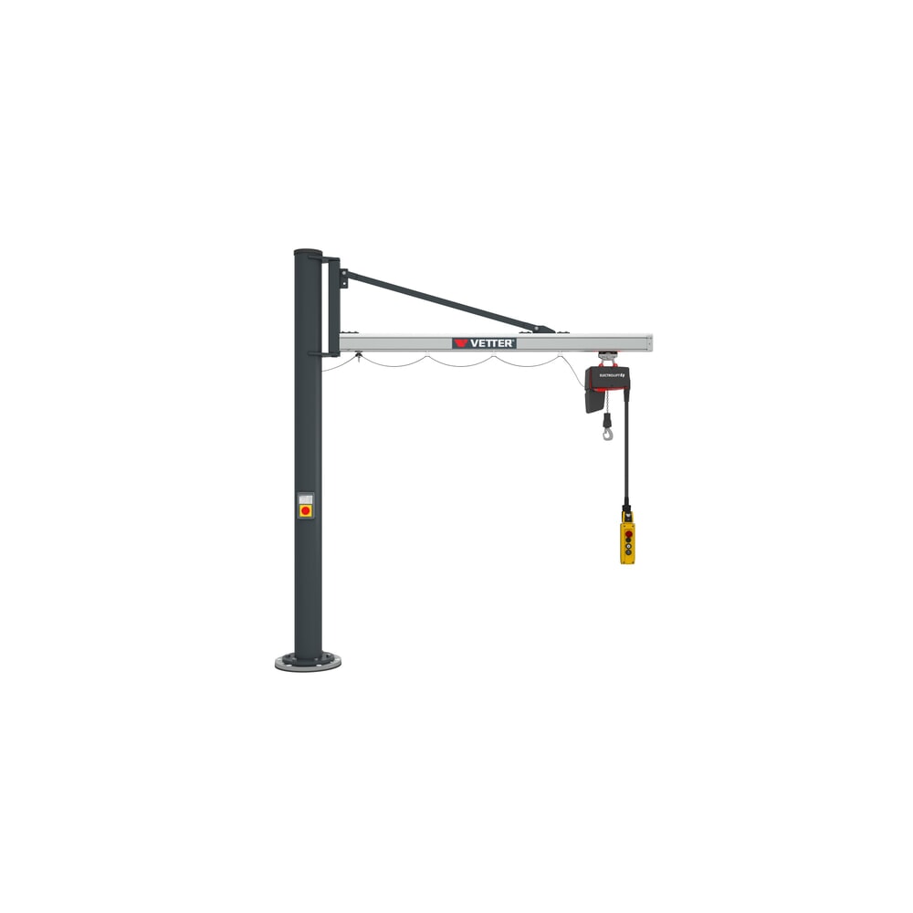 Produktabbildung: VETTER® Schwenkkran inkl. LIFTKET Elektrokettenzug, Säulenausführung, Ausladung 2.900 mm, TK 125 kg