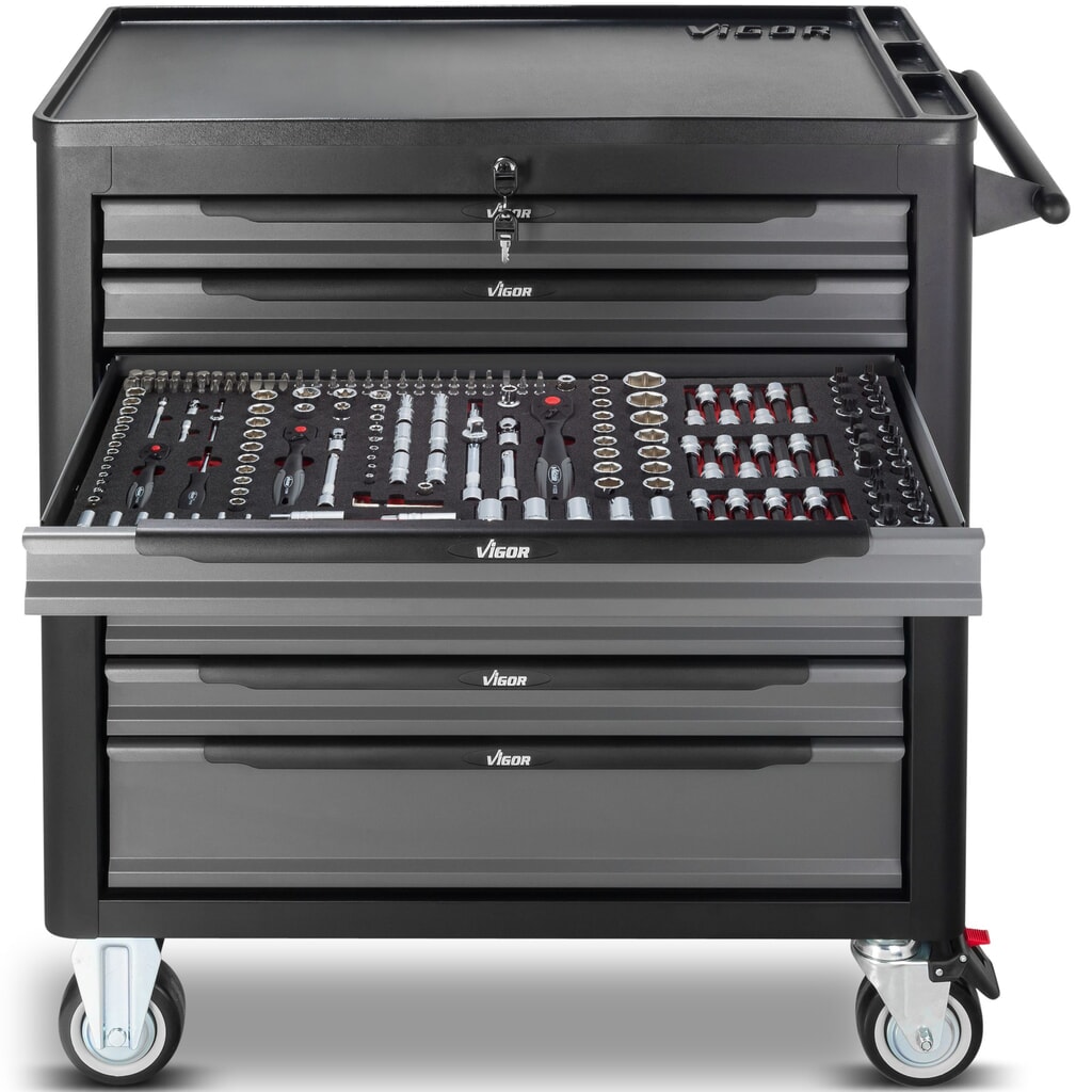 Produktabbildung Nr. 2: VIGOR® Werkzeugwagen 1000 XL, 8 Schubladen, inkl. 505-teiligem Werkzeugsortiment