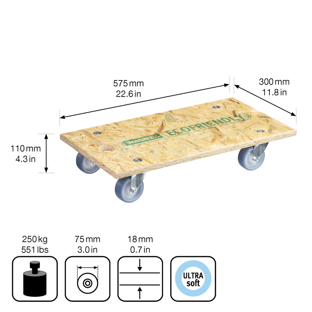 Produktabbildung Nr. 2: WAGNER Transporthilfe OSB BIG 18 mm - 57,5 x 30 x 11 cm, TK 250 Kg