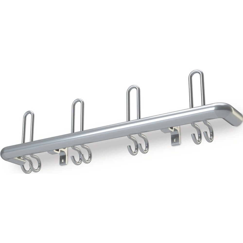 Produktabbildung: Wandgarderobe, 3 Hut-/6 Mantelhaken Länge 600 mm, Aluminium F1 naturfarbig, Hakenabstand 200 mm