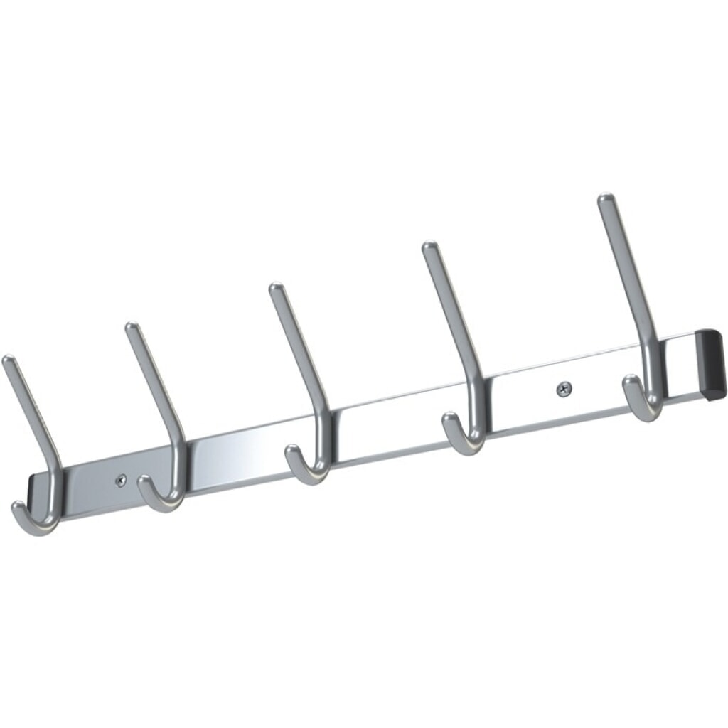 Wandgarderobe, 7 Hut-/7 Mantelhaken Länge 1000 mm, Aluminium F1 naturfarbig, Hakenabstand 150 mm Produktabbildung: Wandgarderobe, 7 Hut-/7 Mantelhaken Länge 1000 mm, Aluminium F1 naturfarbig, Hakenabstand 150 mm