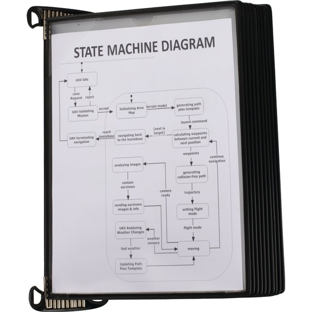Produktabbildung: Wandhalter, PP schwarz, 10 Sichttafeln, mit Neodym-Magnetf.DIN A4