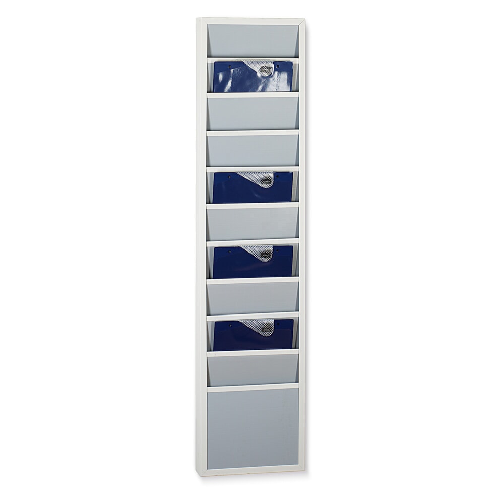 Produktabbildung: Wandtafel aus robustem PP, schmal, HxB 1.304 x 308 mm, mit 10 Schienen