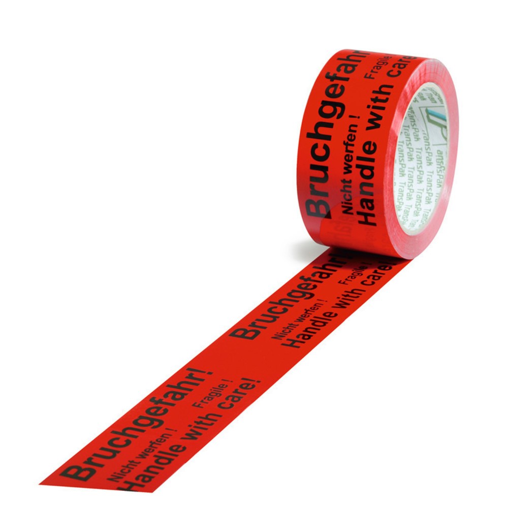 Produktabbildung: Warn-Klebebänder „Bruchgefahr", PP, 52 µ, BxL 50 mm x 66 lfm, 12 Stk/VE