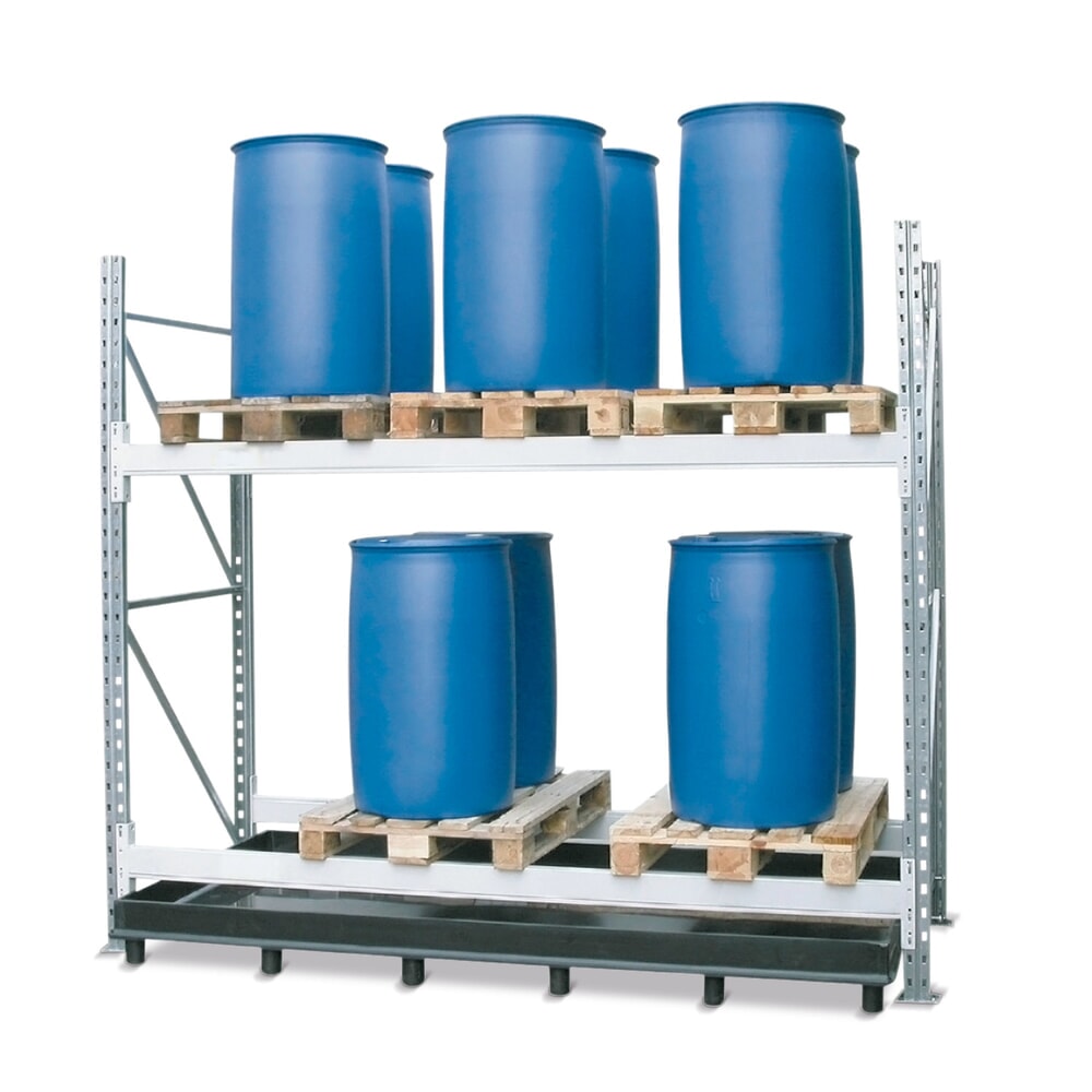 Produktabbildung: Weber Kunststofftechnik Regalboden-Auffangwanne aus PE, unterfahrbar, HxBxT 220 x 2.680 x 1.340 mm, Auffangvolumen 240 l, ohne Lochplatte