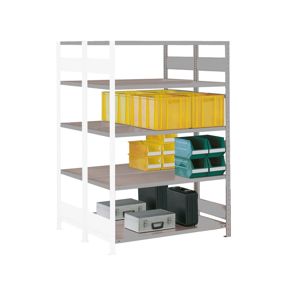 Produktabbildung: META Weitspannregal, doppelzeilig, AF, lichtgrau, HxBxT 2.000 x 1.300 x 600 mm