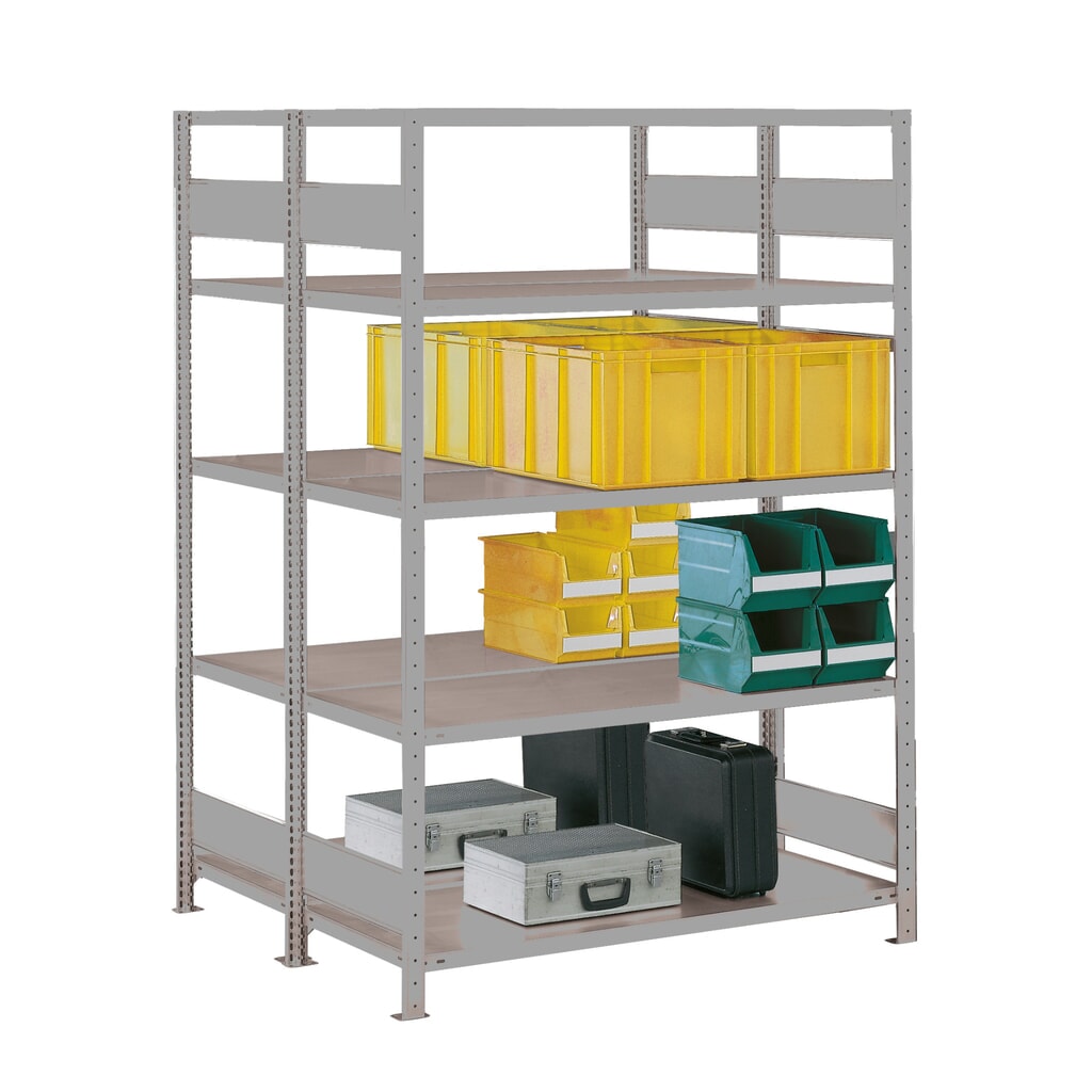 Produktabbildung: META Weitspannregal, doppelzeilig, GF, lichtgrau, HxBxT 2.000 x 1.300 x 800 mm