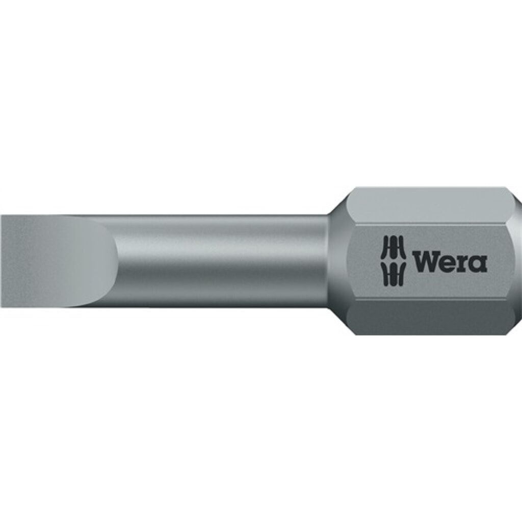 Produktabbildung: Bit 800/1 TZ f.Schlitzschrauben 5,5mm L.25mm 1/4 Zoll C6,3 0,8mm zähhart,TZ WERA