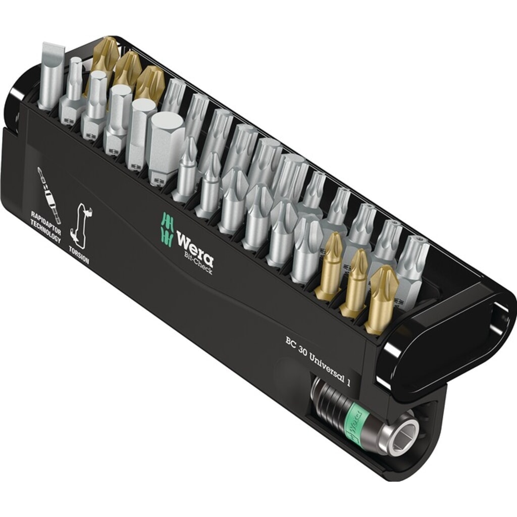 Produktabbildung: WERA Bitsortiment Bit-Check 30 Univ.1 30-tlg.Schlitz/PH/PZD/TX-BO/6Kt