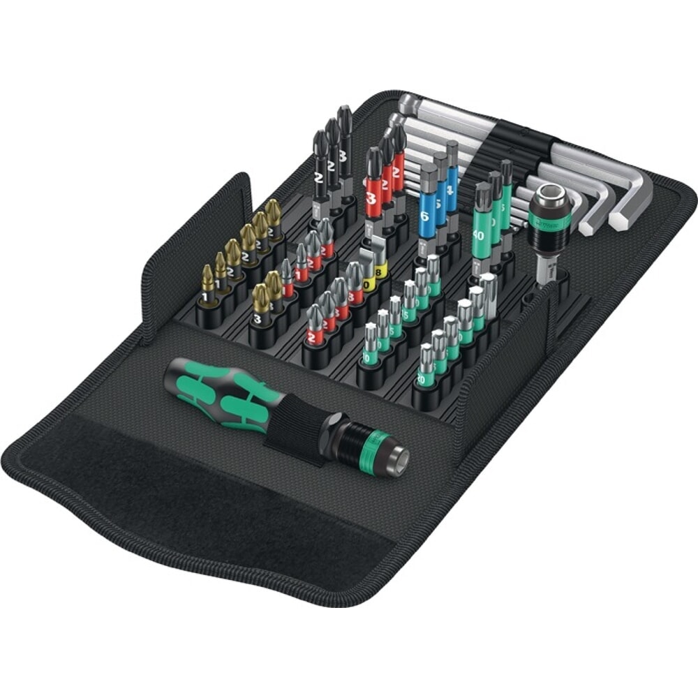 Produktabbildung: WERA Bitsortiment KK 100 52-tlg.Schlitz/PH/PZD/TX/6Kt