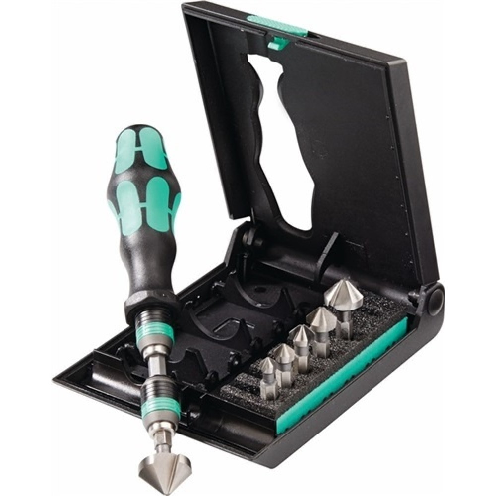 Produktabbildung: Kegelsenkerbitsatz 846/8 8-tlg.Gr.6,3-20,5mm 90Grad HSS Ku.-Box WERA