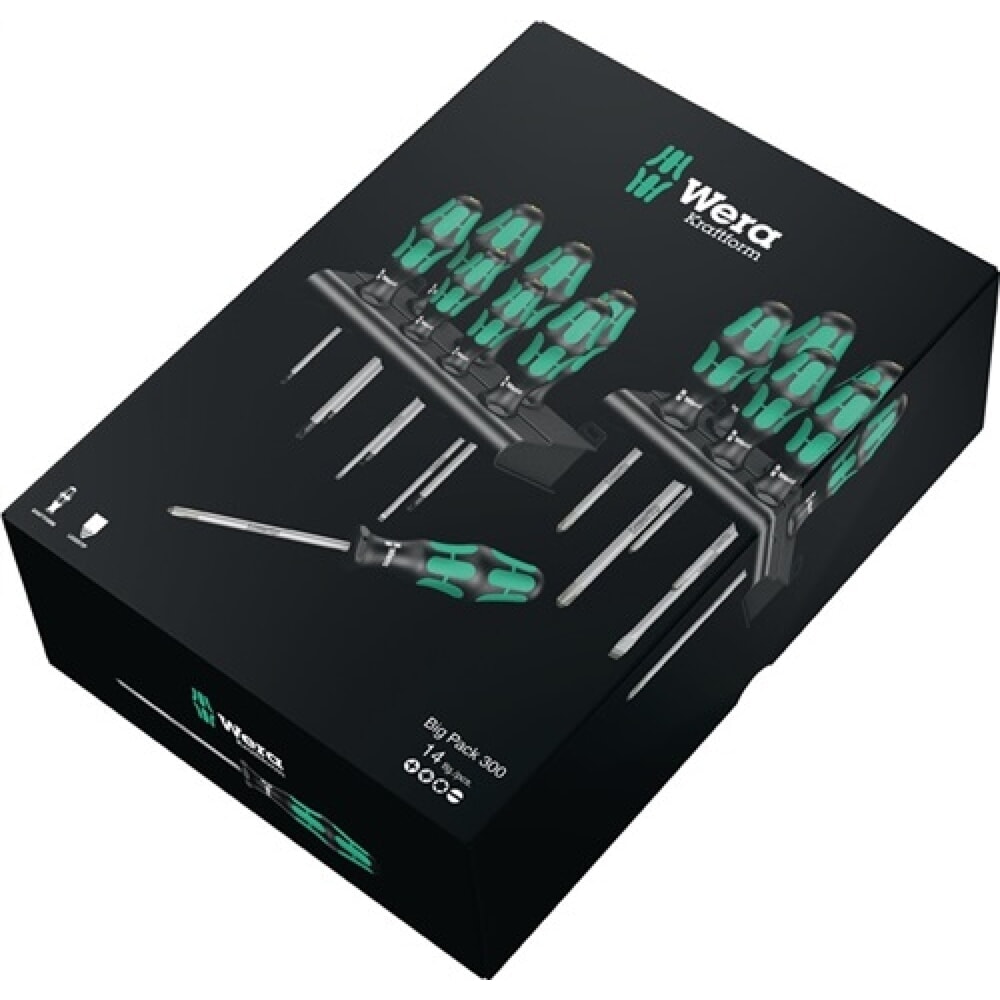 Produktabbildung Nr. 2: Schraubendrehersatz 16tlg. Schlitz/PH/PZD/TX Kraftformheft m. Wandhalterung
