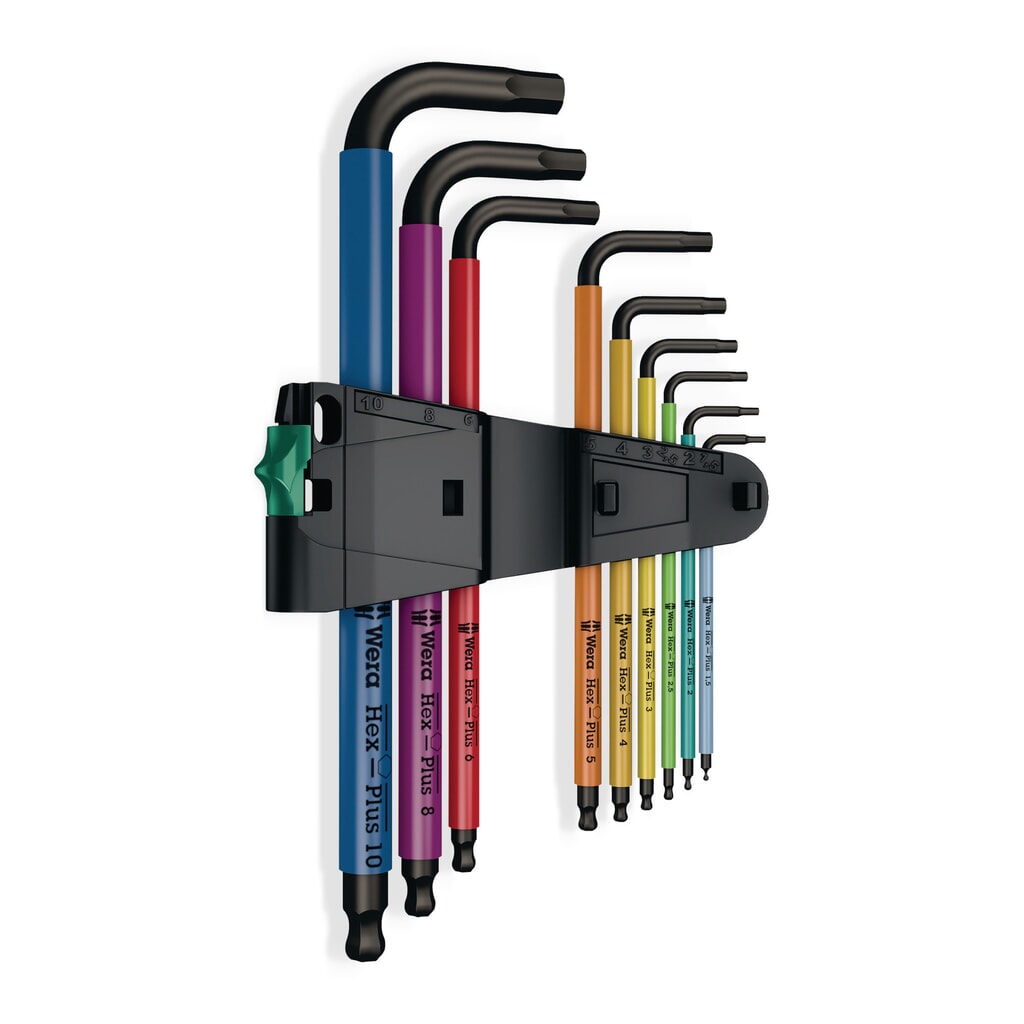 Produktabbildung: Winkelschraubendrehersatz 6KT 9-tlg. SW1,5-10mm Farbcodierung im Ku.-Halter