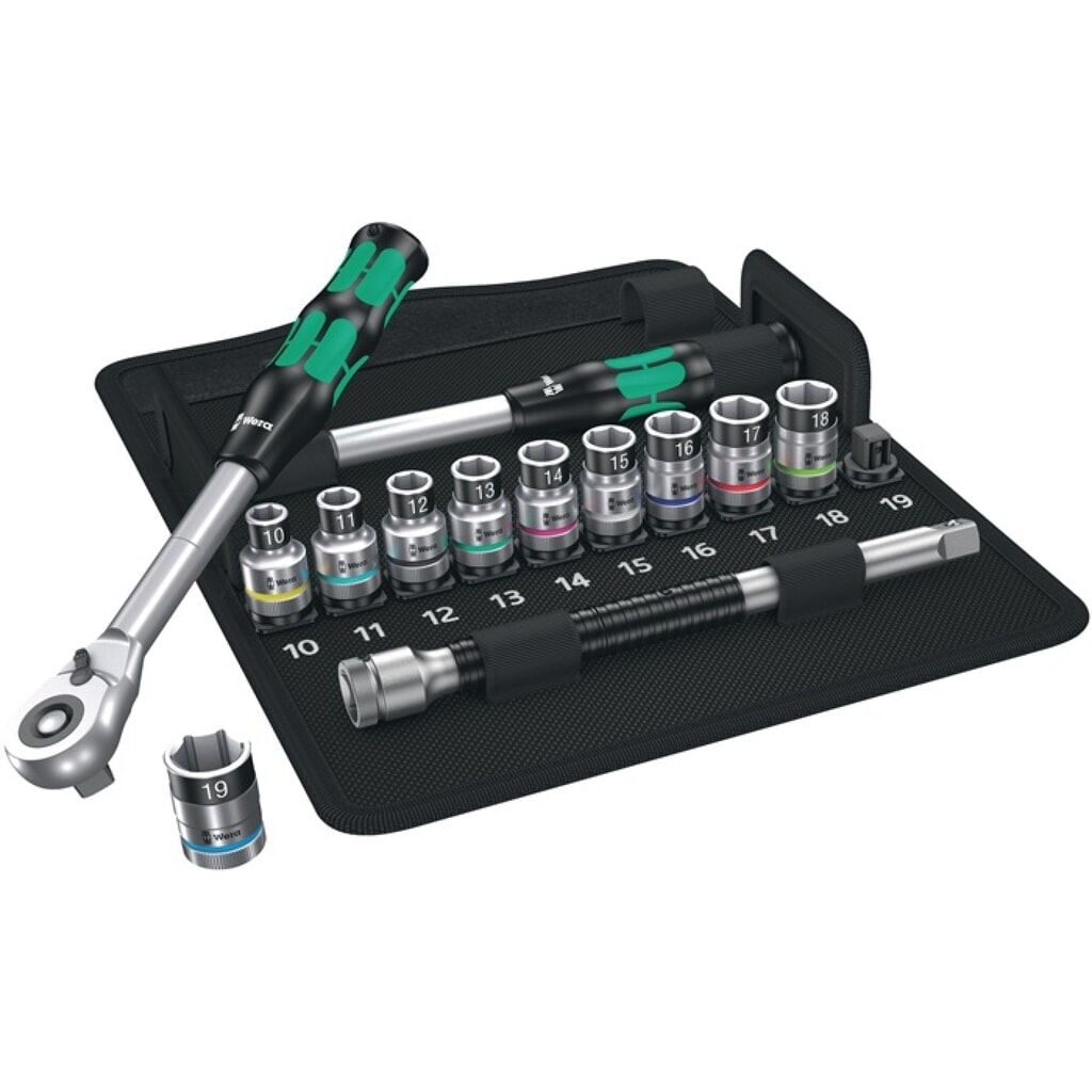 WERA Steckschlüsselsatz 8006 SC 1 14-tlg.1/2 Zoll SW 10-19mm Z.72 6KT Produktabbildung: WERA Steckschlüsselsatz 8006 SC 1 14-tlg.1/2 Zoll SW 10-19mm Z.72 6KT