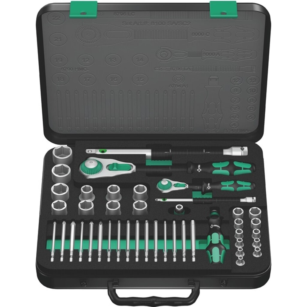 Steckschlüsselsatz 8100 SA/SC 2 Zyklop 43-teilig 1/4 + 1/2 ″ Schlüsselweiten 4-24 mm Produktabbildung: Steckschlüsselsatz 8100 SA/SC 2 Zyklop 43-teilig 1/4 + 1/2 ″ Schlüsselweiten 4-24 mm