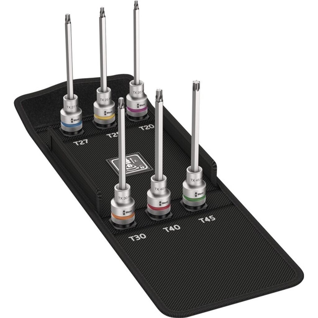 WERA Steckschlüsselsatz 8767 C TORX® HF2, 1/2 ″, 6-teilig, T20-T45 Produktabbildung: WERA Steckschlüsselsatz 8767 C TORX® HF2, 1/2 ″, 6-teilig, T20-T45