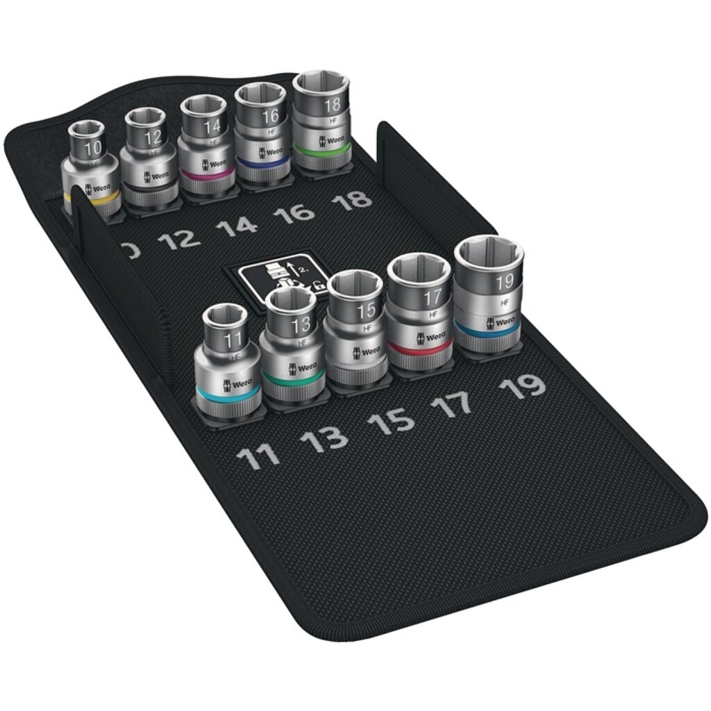 WERA Steckschlüsselsatz 8790 HMC HF 10-tlg.1/2 Zoll 10-19mm f.a6-KT.-Schr Produktabbildung: WERA Steckschlüsselsatz 8790 HMC HF 10-tlg.1/2 Zoll 10-19mm f.a6-KT.-Schr