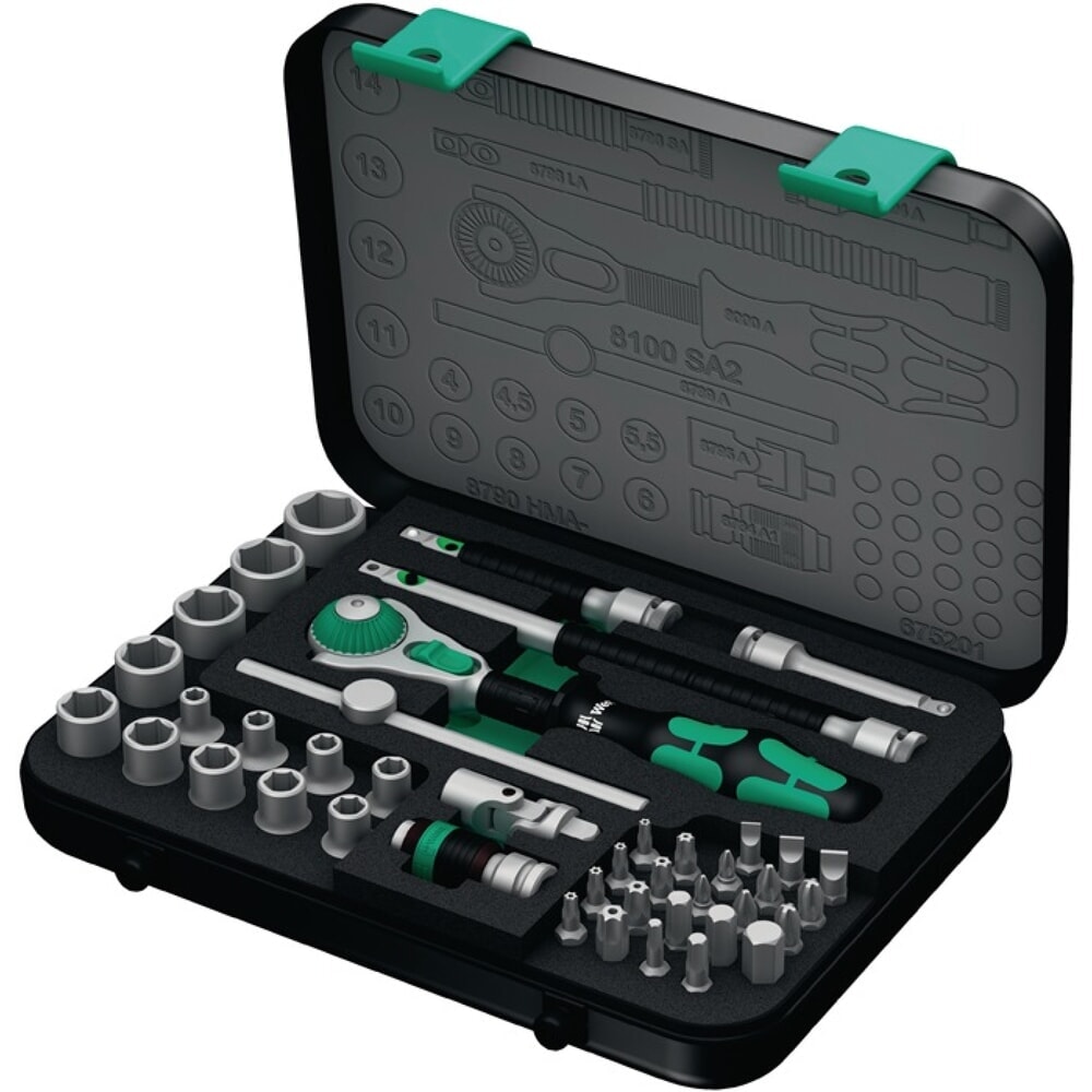 Produktabbildung: WERA Steckschlüsselsatz Zyklop Speed 42-tlg.1/4 Zoll SW 4-14mm Z.72 6KT