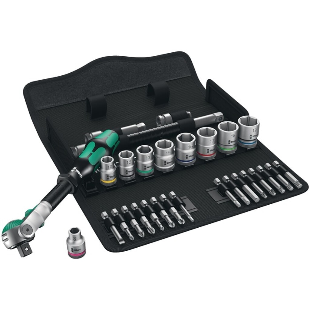 WERA Steckschlüsselsatz Zyklop Speed 29-tlg.3/8 Zoll SW 8-19mm Z.72 6KT Produktabbildung: WERA Steckschlüsselsatz Zyklop Speed 29-tlg.3/8 Zoll SW 8-19mm Z.72 6KT