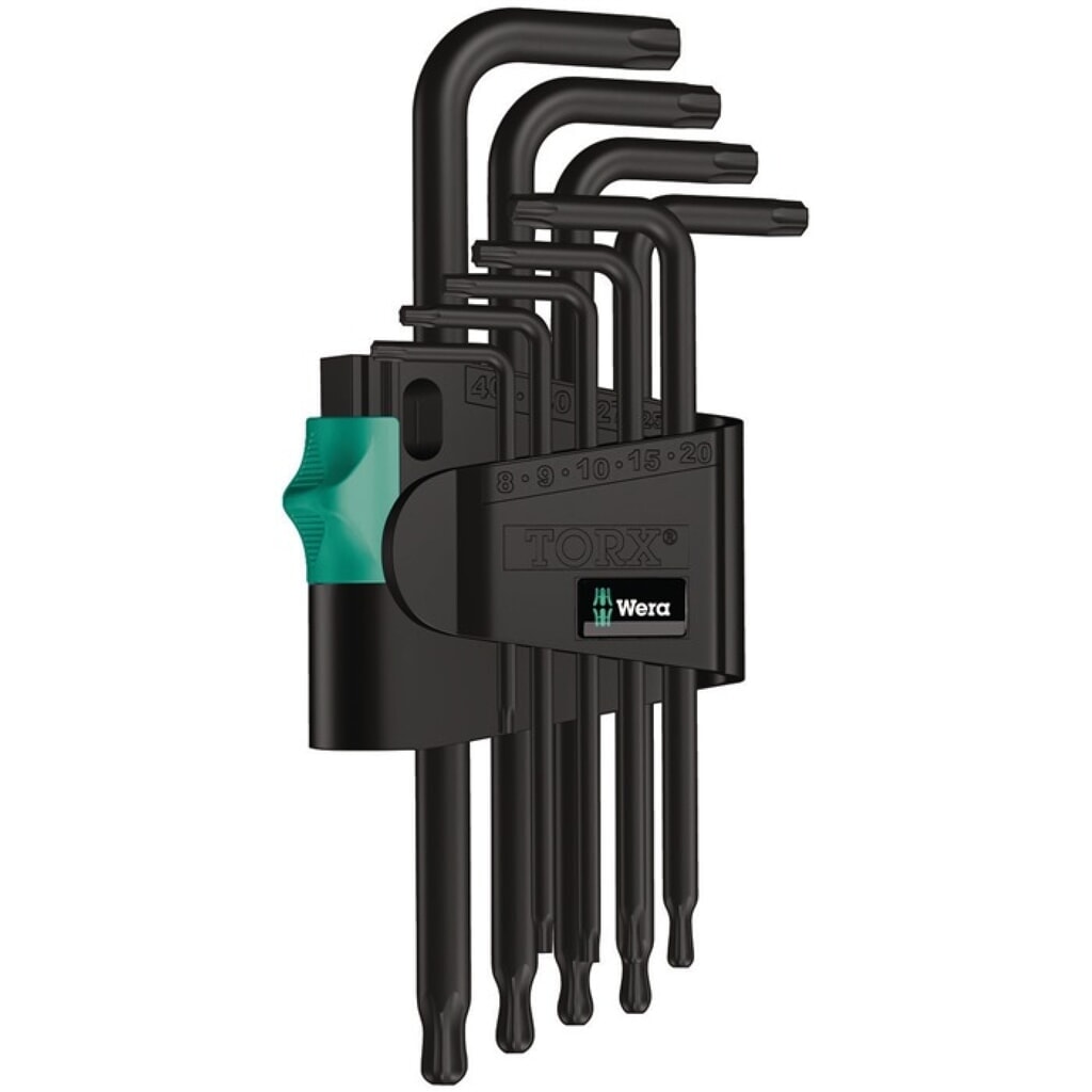 WERA Winkelschlüsselsatz 967 PKL/9 9-tlg.T8-T40 m.Kugelk.Kunstoffhalter Produktabbildung: WERA Winkelschlüsselsatz 967 PKL/9 9-tlg.T8-T40 m.Kugelk.Kunstoffhalter