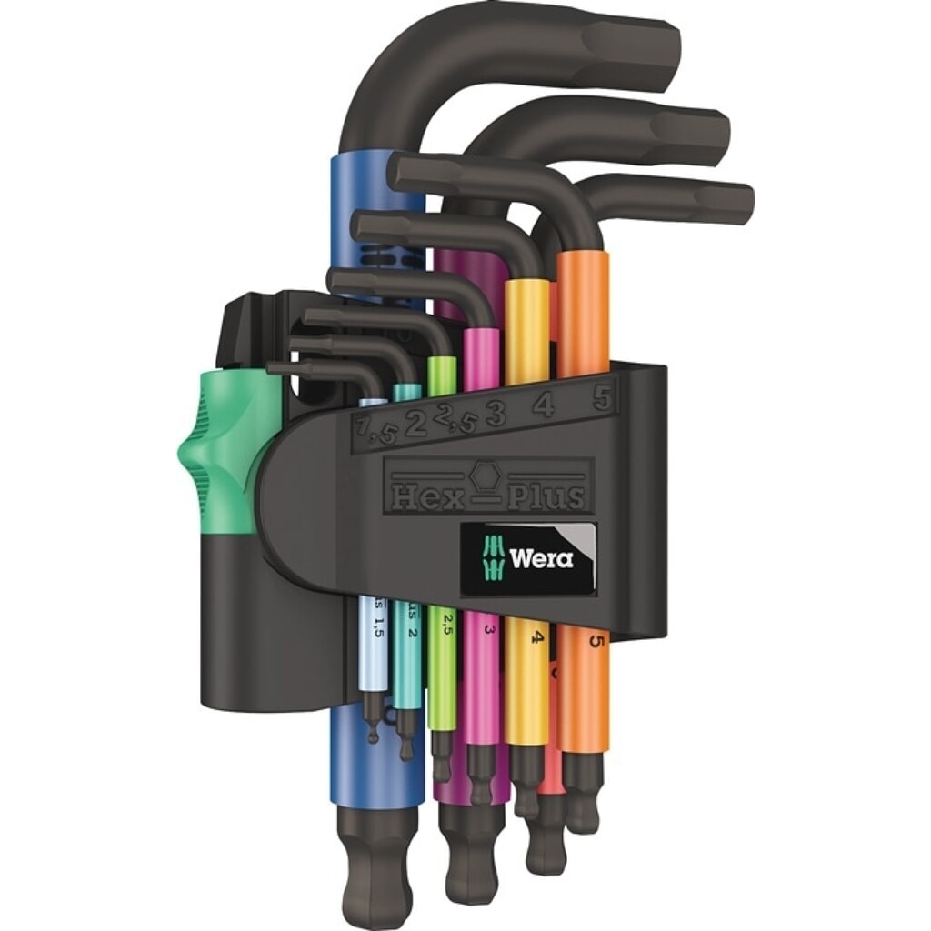 WERA Winkelschraubendrehersatz 950/9 9-tlg.Ku.-Halter SW 1,5-10mm kurz,Kugelk Produktabbildung: WERA Winkelschraubendrehersatz 950/9 9-tlg.Ku.-Halter SW 1,5-10mm kurz,Kugelk