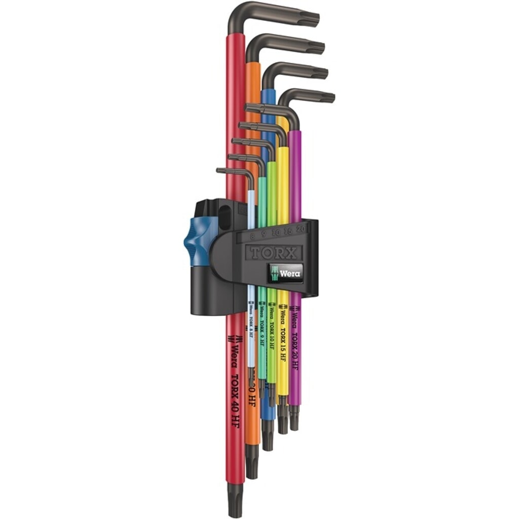 Winkelschraubendrehersatz 967/9 TX XL HF 9 teilig T8 - T40 farbcodiert, mit lang Produktabbildung: Winkelschraubendrehersatz 967/9 TX XL HF 9 teilig T8 - T40 farbcodiert, mit lang