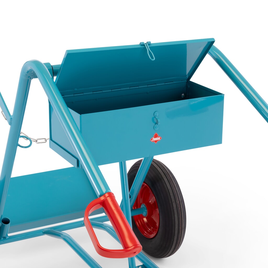 Werkzeugkasten für Ameise® 2er-Stahlflaschenkarre, leer, verschliessbarer Deckel, HxBxT 155 x 460 x 210 mm Produktabbildung Nr. 2: Werkzeugkasten für Ameise® 2er-Stahlflaschenkarre, leer, verschliessbarer Deckel, HxBxT 155 x 460 x 210 mm