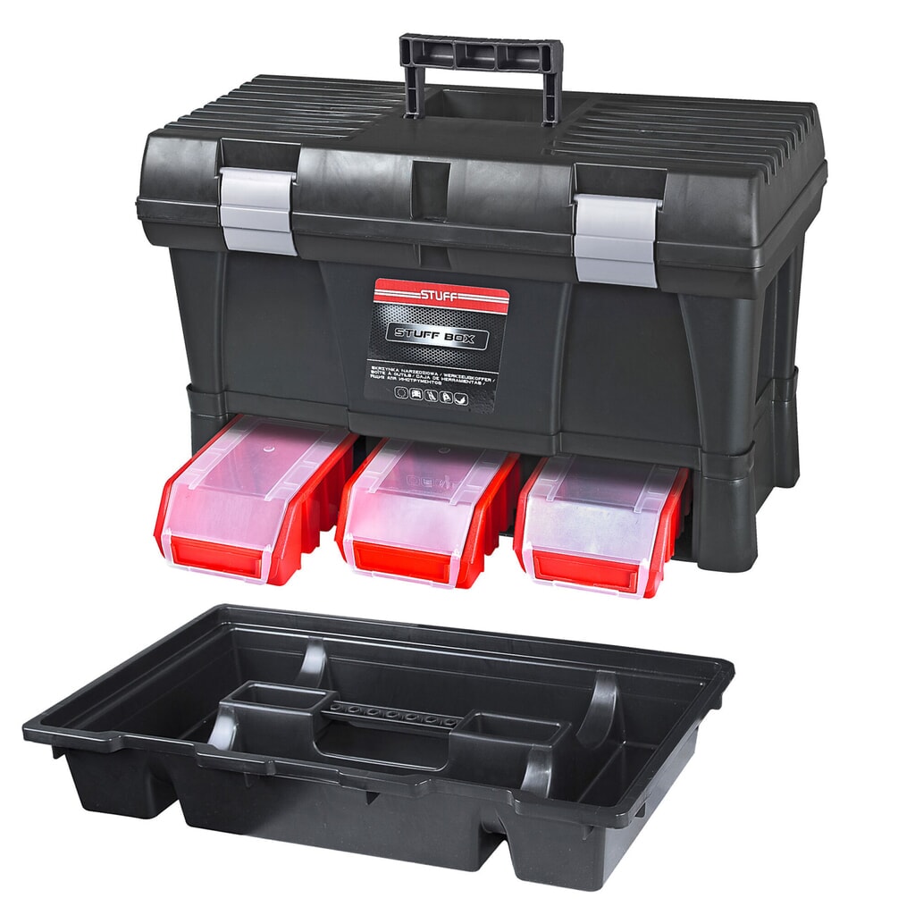 Produktabbildung: Werkzeugkoffer/Werkzeugkasten STUFF, inkl. 3 Stapelboxen, HxBxT 325 x 525 x 256