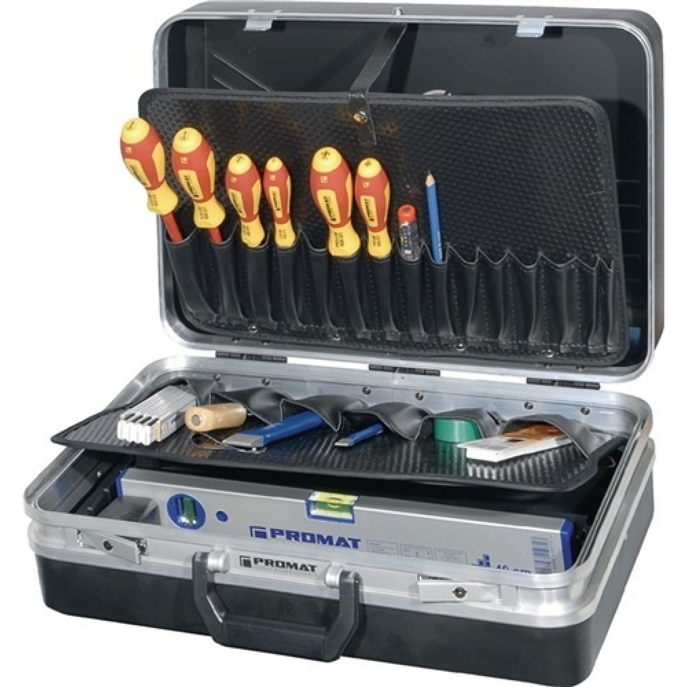 Produktabbildung: Werkzeugkoffer 46 tlg. f. Elektriker inkl. DUSPOL ANALOG und DUTEST PRO