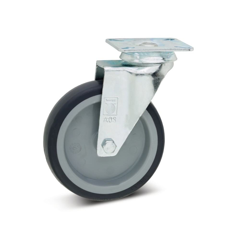 Produktabbildung: Wicke Apparaterolle TPU, Lenkrolle, Gleitlager, Fadenschutz, Ø x Breite 75 x 30 mm, TK 75 kg