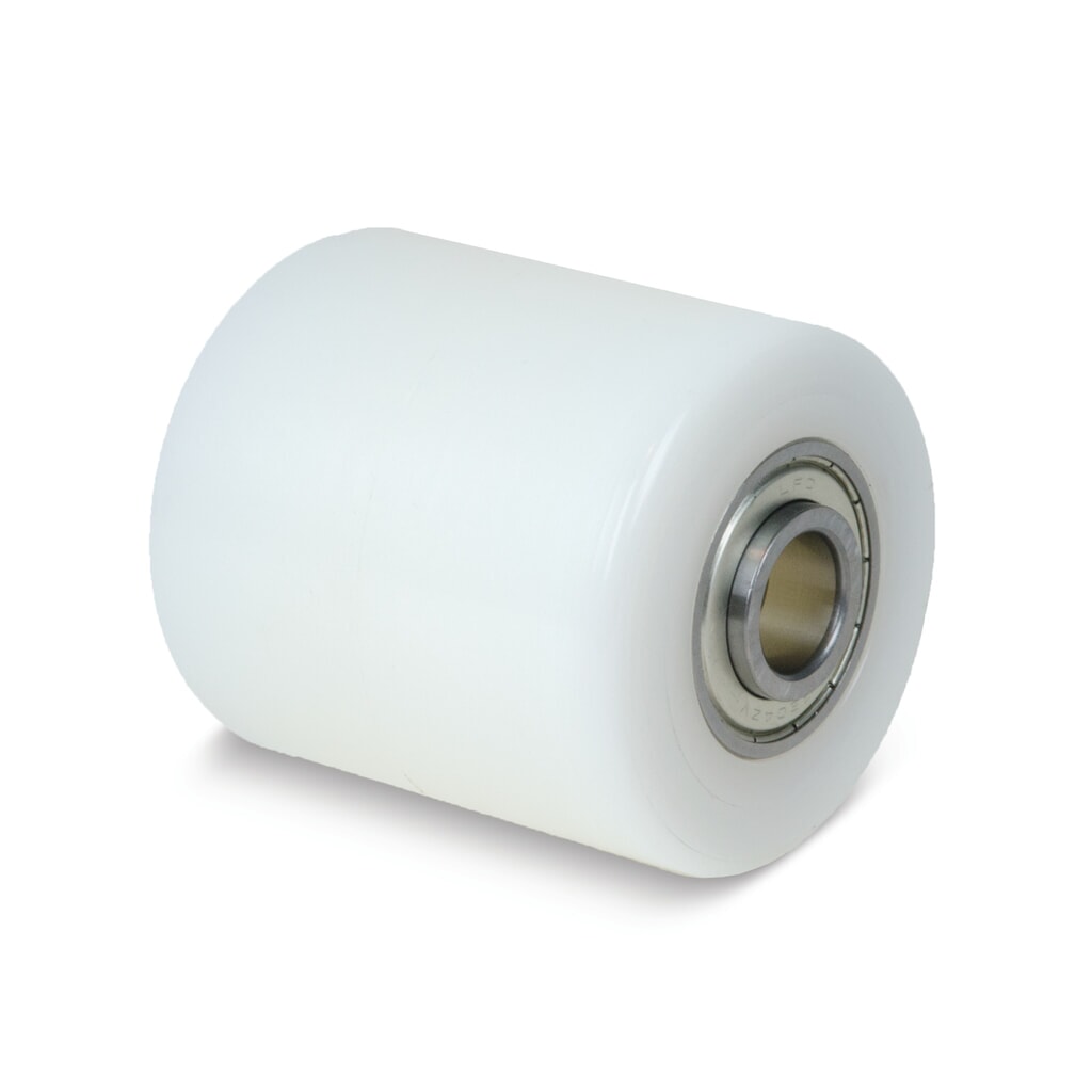 Wicke Gabelrolle Nylon, Einbaumass 74 mm, Ø x Breite 82 x 70 mm, TK 700 kg Produktabbildung: Wicke Gabelrolle Nylon, Einbaumass 74 mm, Ø x Breite 82 x 70 mm, TK 700 kg