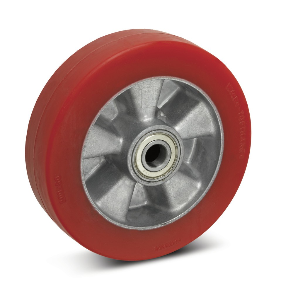 Produktabbildung: Wicke Soft-PU-Rad  Redthane®, Rillenkugellager, ØxB 100 x 40 mm, TK 310 kg