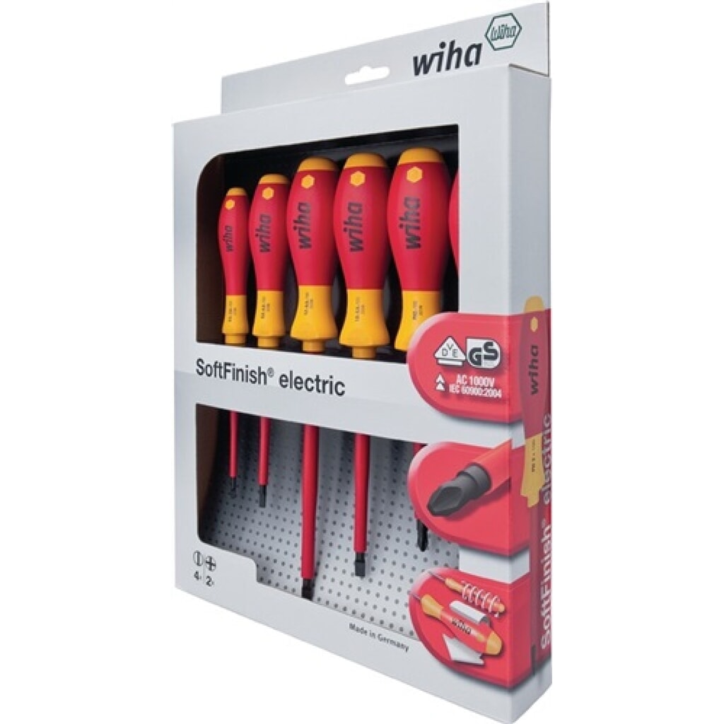 Schraubendrehersatz 6tlg. VDE Schlitz 2,5/3,5/4,5/5,5/PZD 1/2 brün. Rundkl. Produktabbildung: Schraubendrehersatz 6tlg. VDE Schlitz 2,5/3,5/4,5/5,5/PZD 1/2 brün. Rundkl.