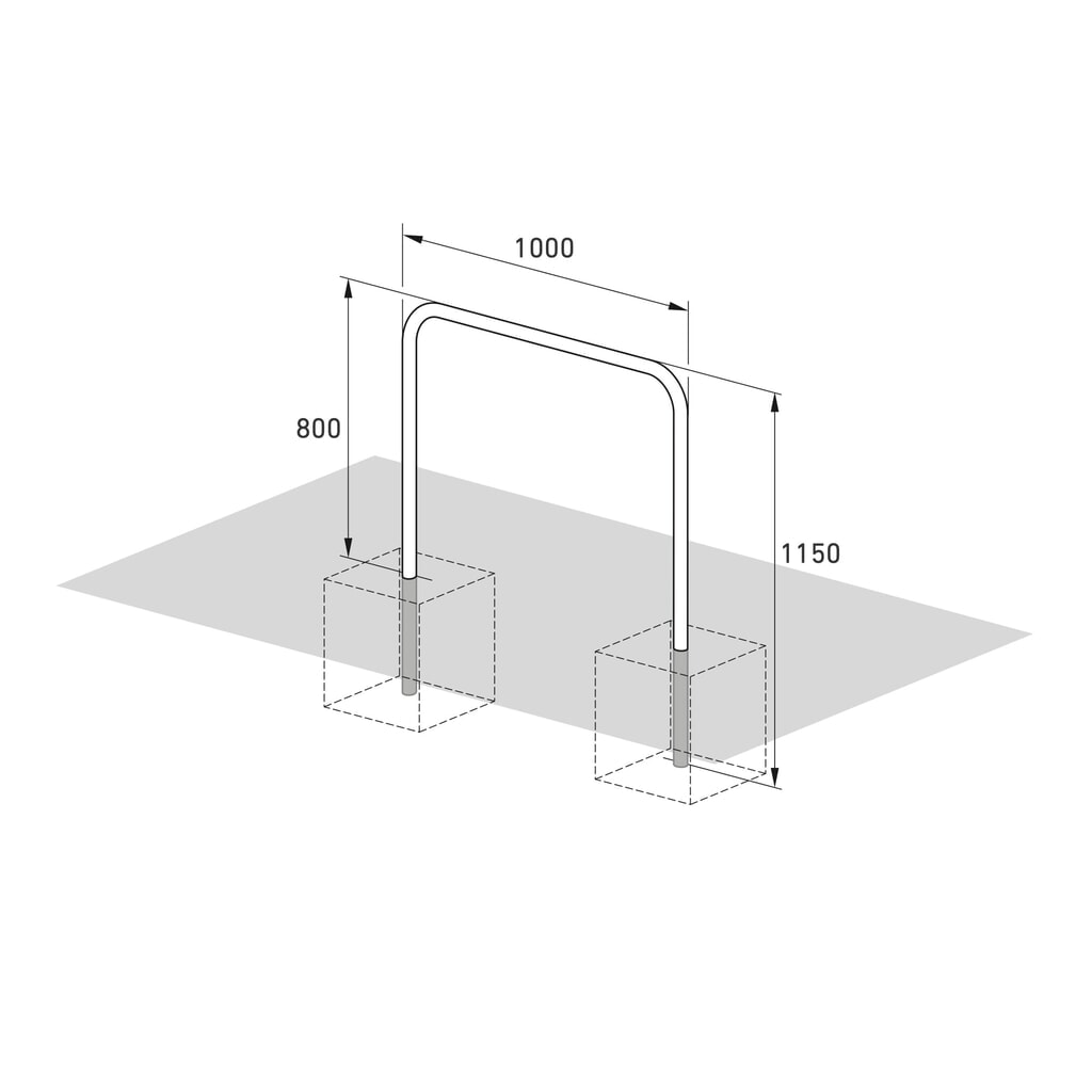 Anlehnbügel, Standard, zum Einbetonieren, Länge 1.000 mm Produktabbildung Nr. 5: Anlehnbügel, Standard, zum Einbetonieren, Länge 1.000 mm