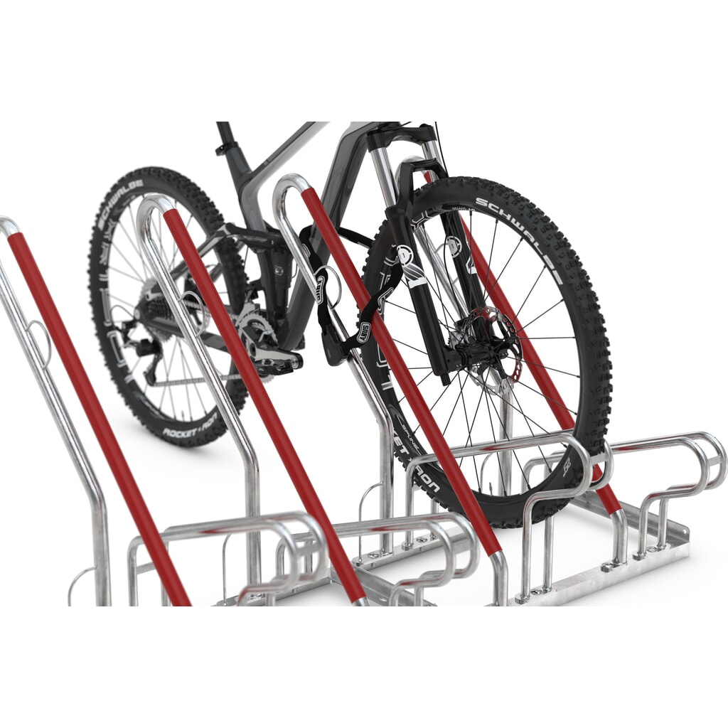 wsm® Anlehnbügelparker, einseitige Radeinstellung, 4 Stellplätze Produktabbildung Nr. 4: wsm® Anlehnbügelparker, einseitige Radeinstellung, 4 Stellplätze
