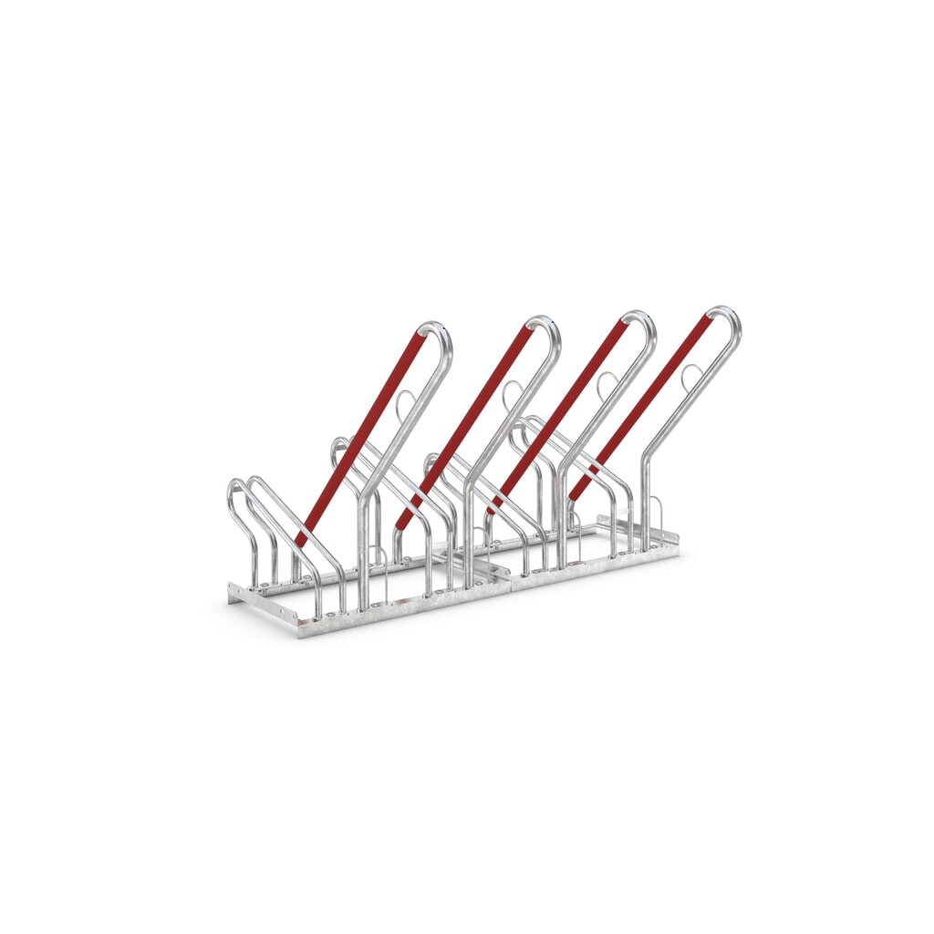 Produktabbildung: wsm® Anlehnbügelparker, einseitige Radeinstellung, 4 Stellplätze