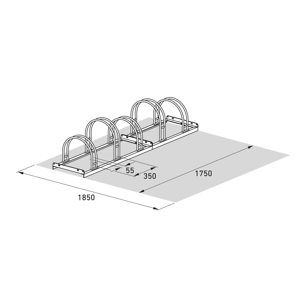 Produktabbildung Nr. 7: wsm® Bogenparker, 1-seitig, 5 Stellplätze, verzinkt