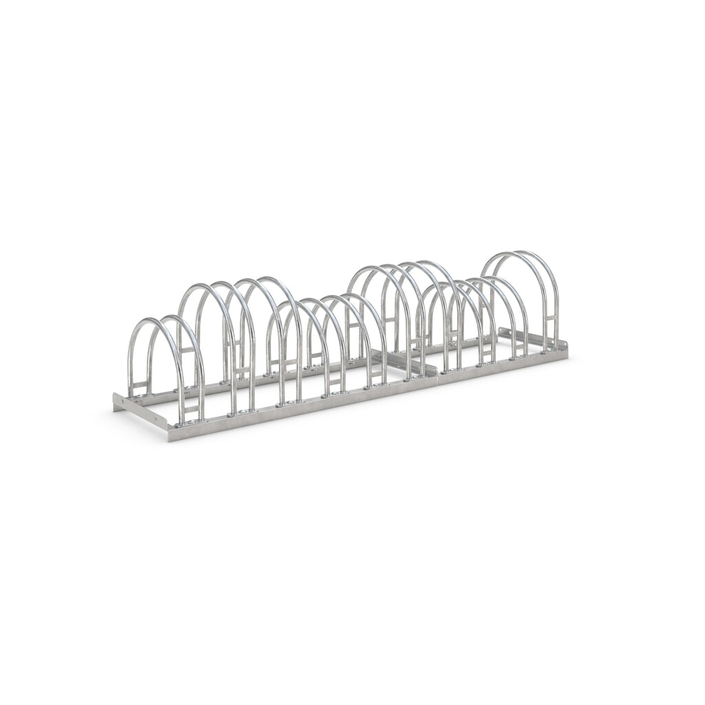 wsm® Bogenparker, 2-seitig, 10 Stellplätze, verzinkt Produktabbildung: wsm® Bogenparker, 2-seitig, 10 Stellplätze, verzinkt
