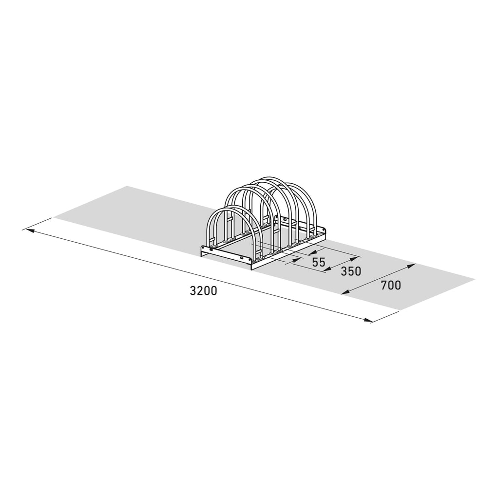 wsm® Bogenparker, 2-seitig, 4 Stellplätze, verzinkt Produktabbildung Nr. 7: wsm® Bogenparker, 2-seitig, 4 Stellplätze, verzinkt