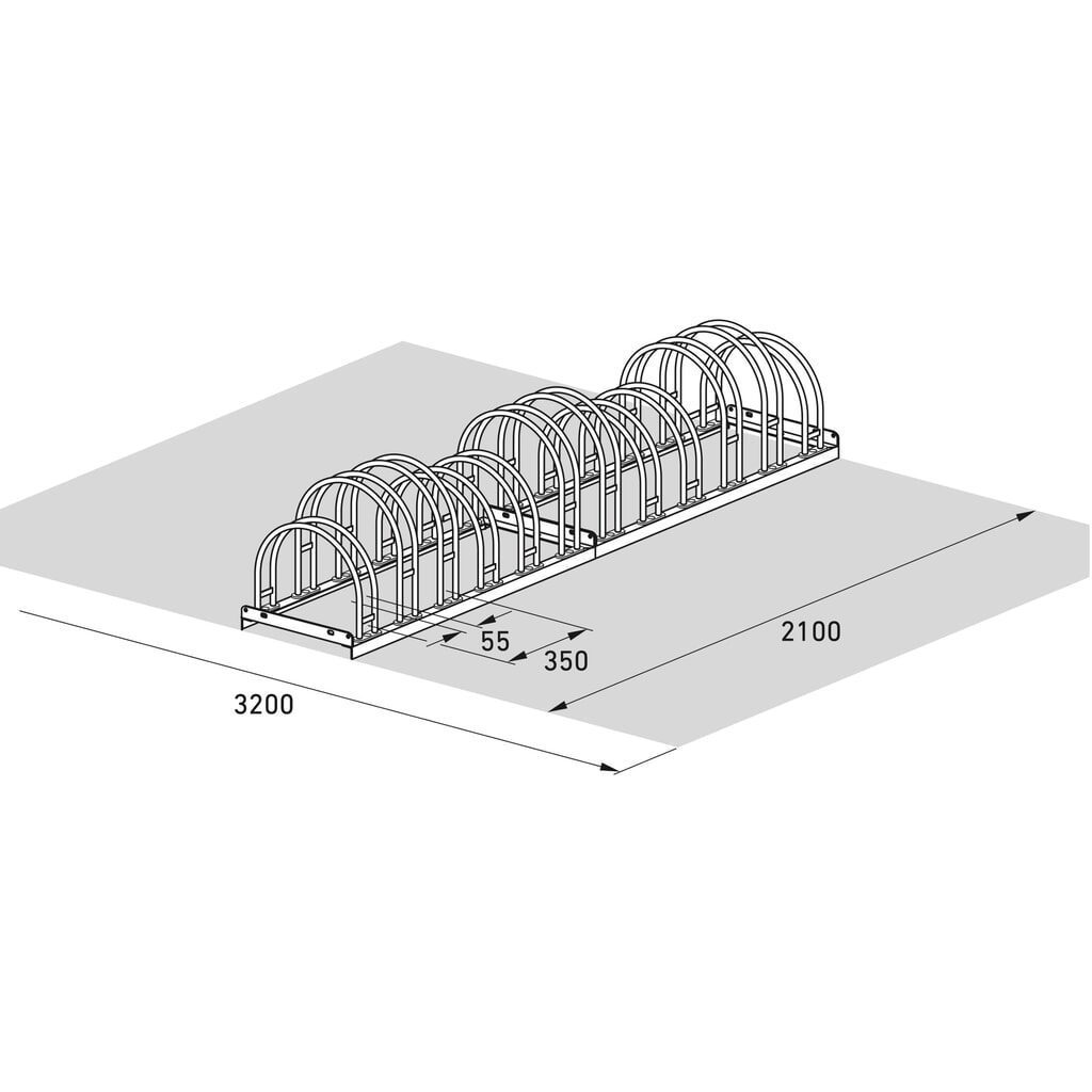 wsm® Bogenparker, 2-seitig, 12 Stellplätze, verzinkt Produktabbildung Nr. 7: wsm® Bogenparker, 2-seitig, 12 Stellplätze, verzinkt