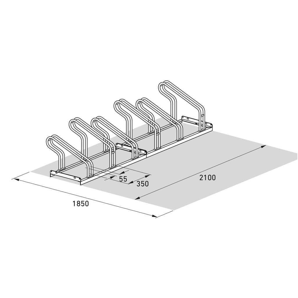 wsm® Bügelparker, 1-seitig, 6 Stellplätze, verzinkt Produktabbildung Nr. 7: wsm® Bügelparker, 1-seitig, 6 Stellplätze, verzinkt