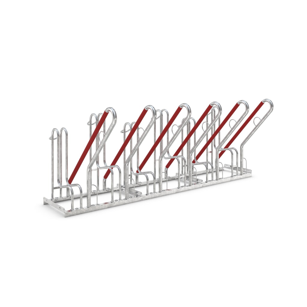 wsm® Standparker mit Anlehnbügel, 1-seitig, 6 Stellplätze Produktabbildung: wsm® Standparker mit Anlehnbügel, 1-seitig, 6 Stellplätze