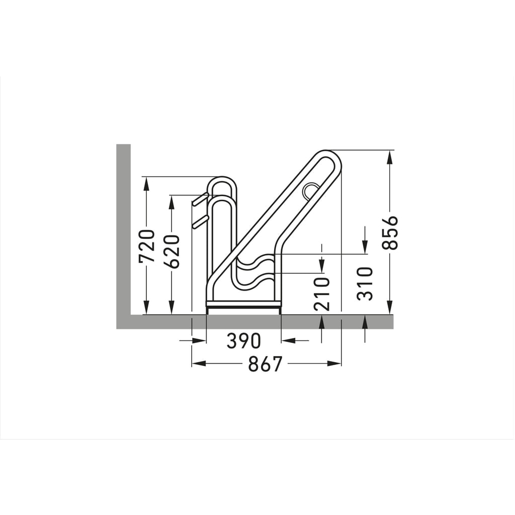 wsm® Standparker mit Anlehnbügel, 1-seitig, 4 Stellplätze Produktabbildung Nr. 7: wsm® Standparker mit Anlehnbügel, 1-seitig, 4 Stellplätze