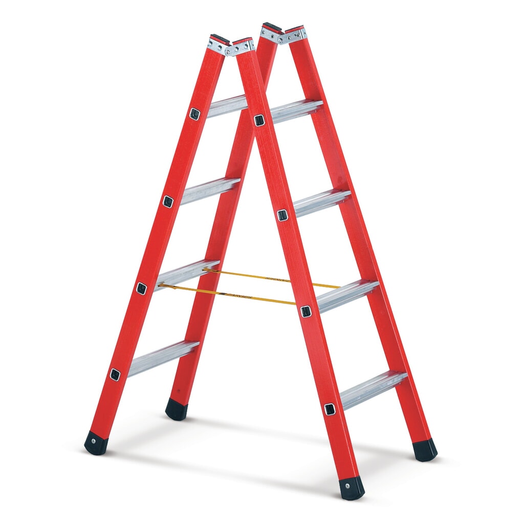 Produktabbildung: ZARGES GFK-/Alu-Breitsprossenleiter, 2-seitig begehbar, Standhöhe 0,60 m