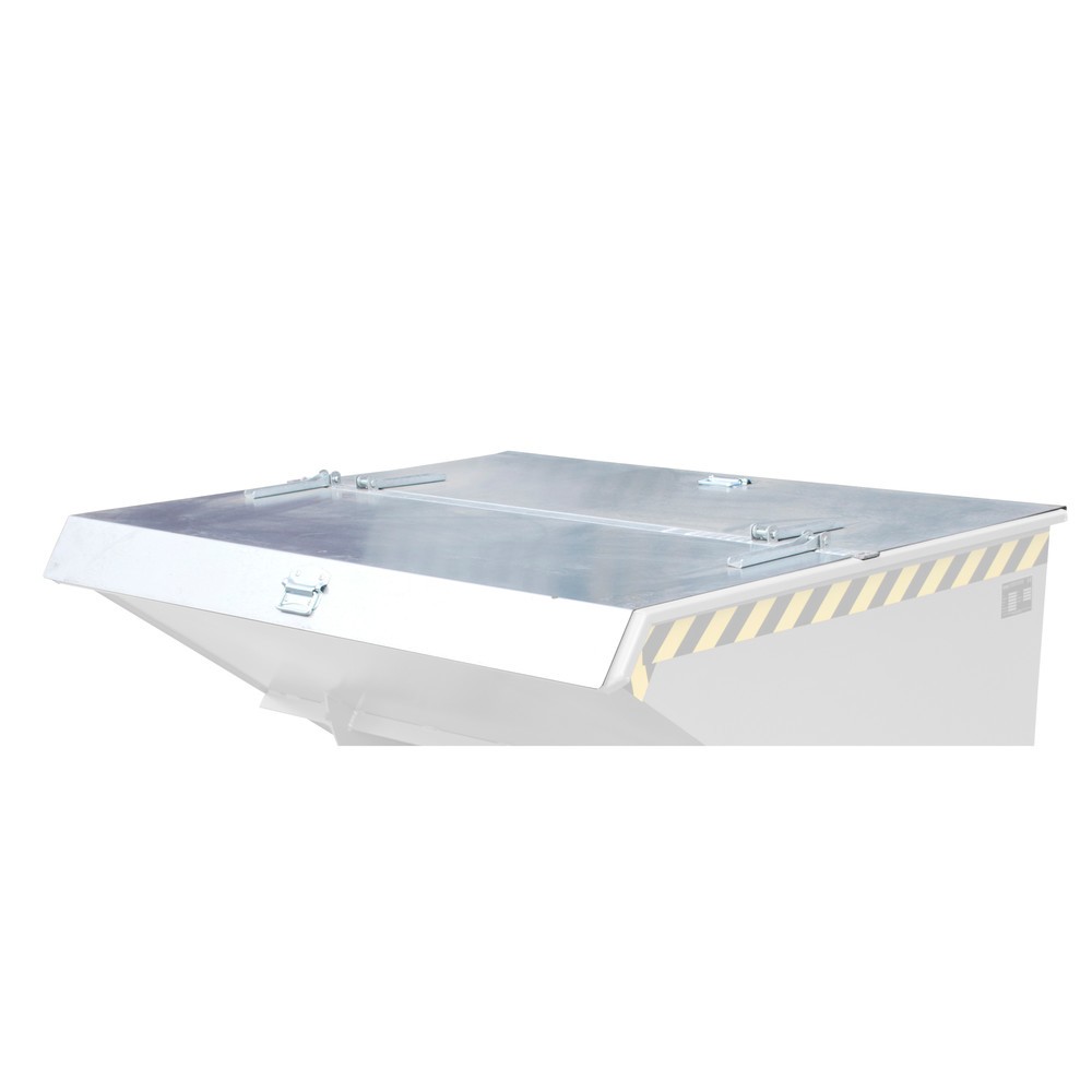Produktabbildung: Deckel für Bauer® Kippbehälter mit automatischer Abrollmechanik, Volumen 1,2 m³, verzinkt