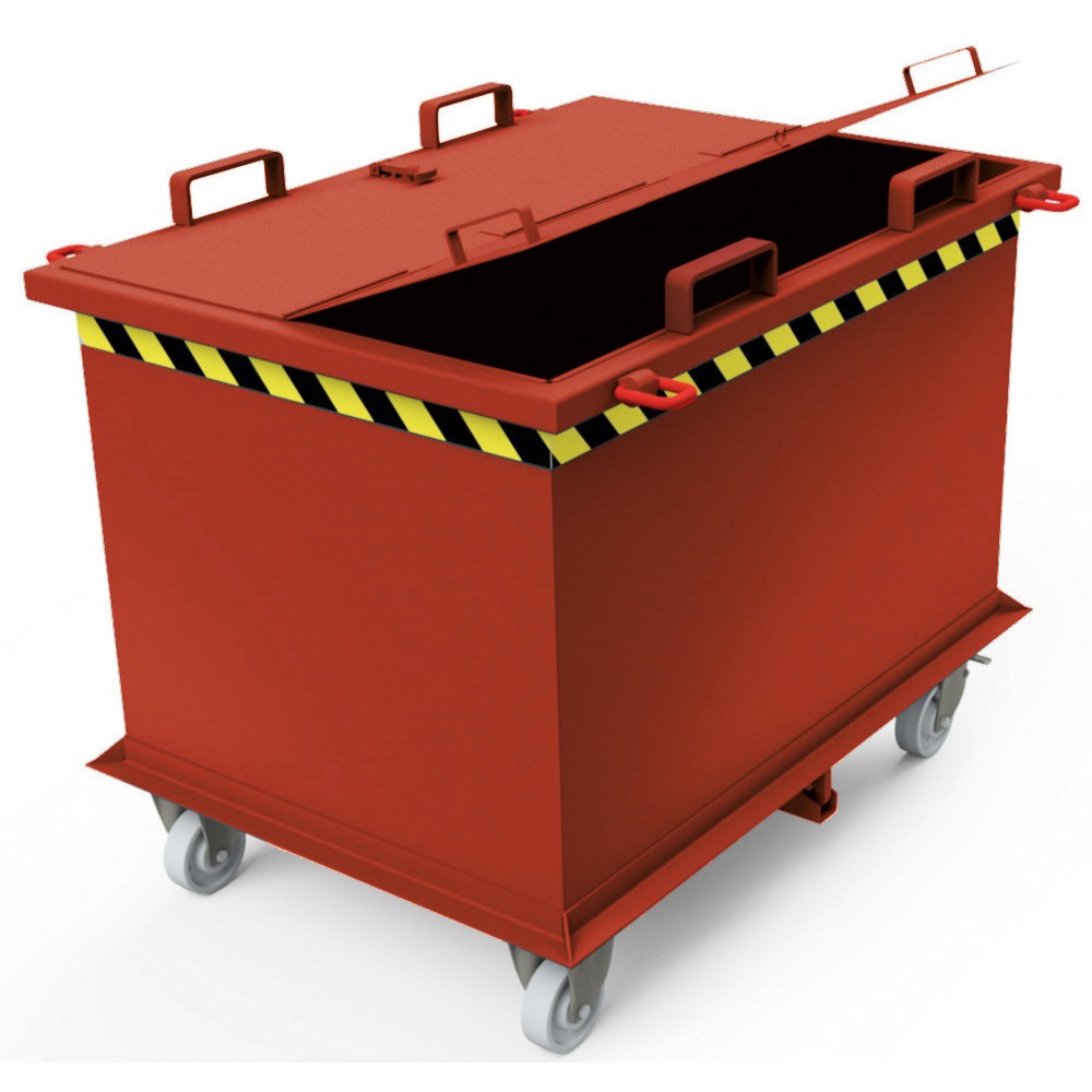 Produktabbildung: Deckel für Klappbodenbehälter mit automatischer Auslösung, Volumen 0,75 + 1 m³, blutorange