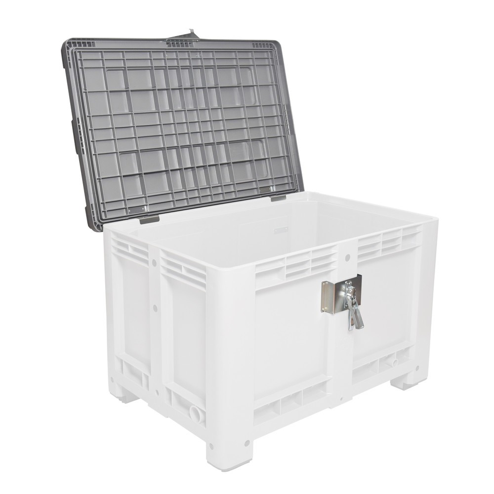 Produktabbildung: Deckel für Palettenbox, 1200x1000 mm, grau, mit Scharnier, abschliessbar