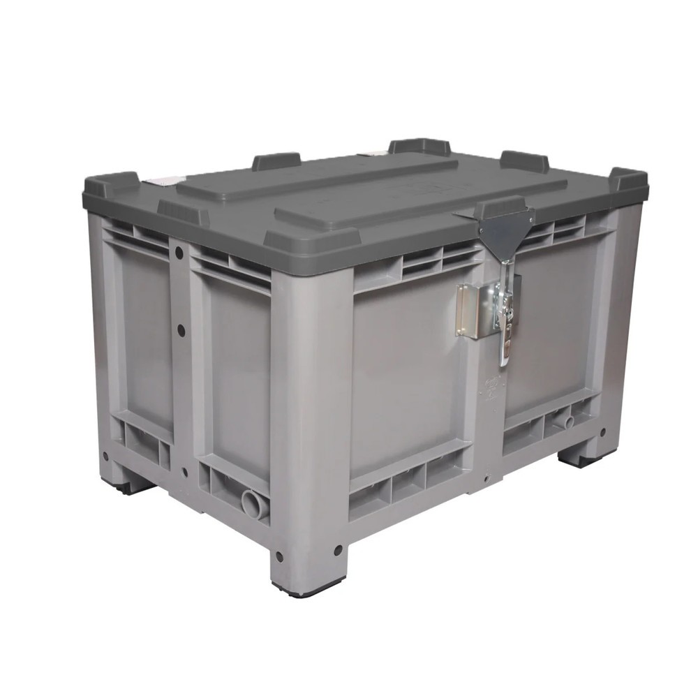 Produktabbildung: Deckel für Palettenbox, 1200x1000 mm, schwarz, mit Scharnier, abschliessbar